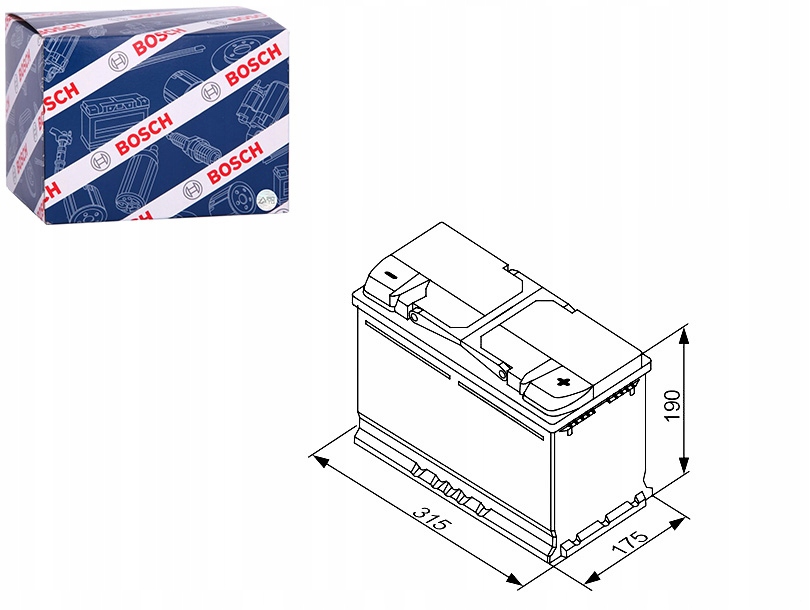AKUMULÁTOR BOSCH 12V 80AH 740A S4 P + 1 315X175X190 B13 STARTOVACÍ