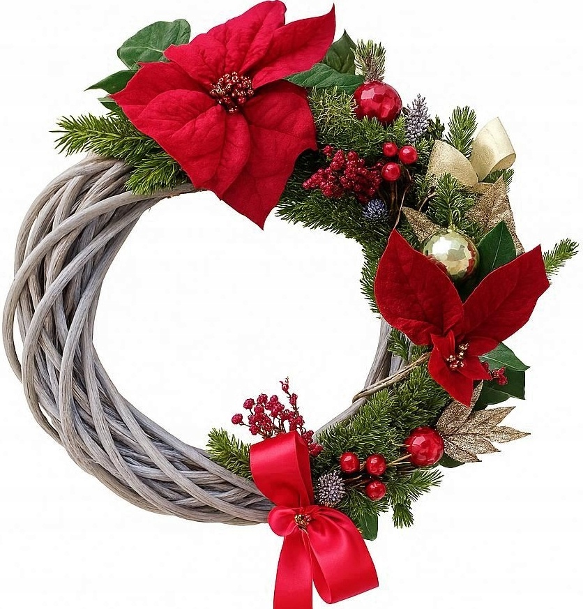 Věnec 50cm Vánoční Dekorace Vánoční XXL na dveře stůl Vánoční Baňky Led