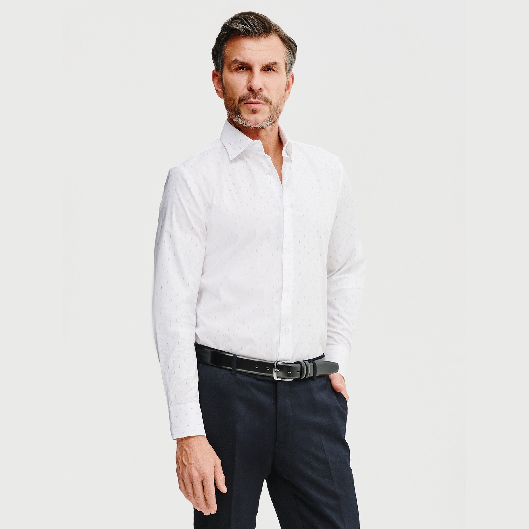 Stylová bílá košile Slim Fit s vzorem Pako Lorente vel. S