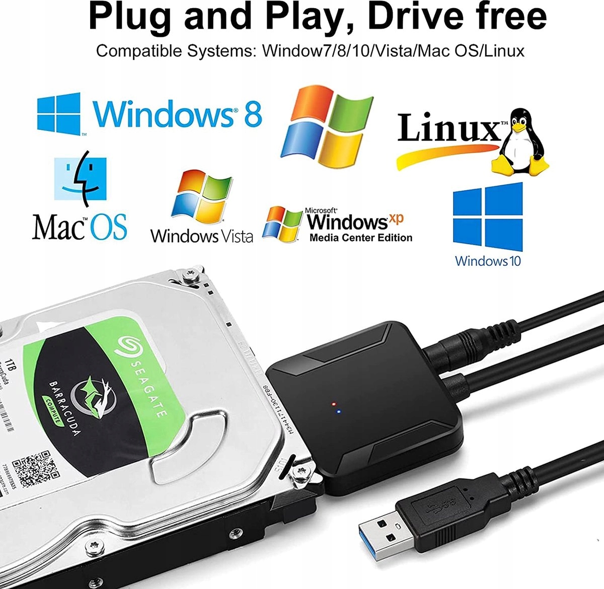 Adapter Dysków Sata 2,5 3,5 Usb 3.0 do stacji zasilania przejściówka