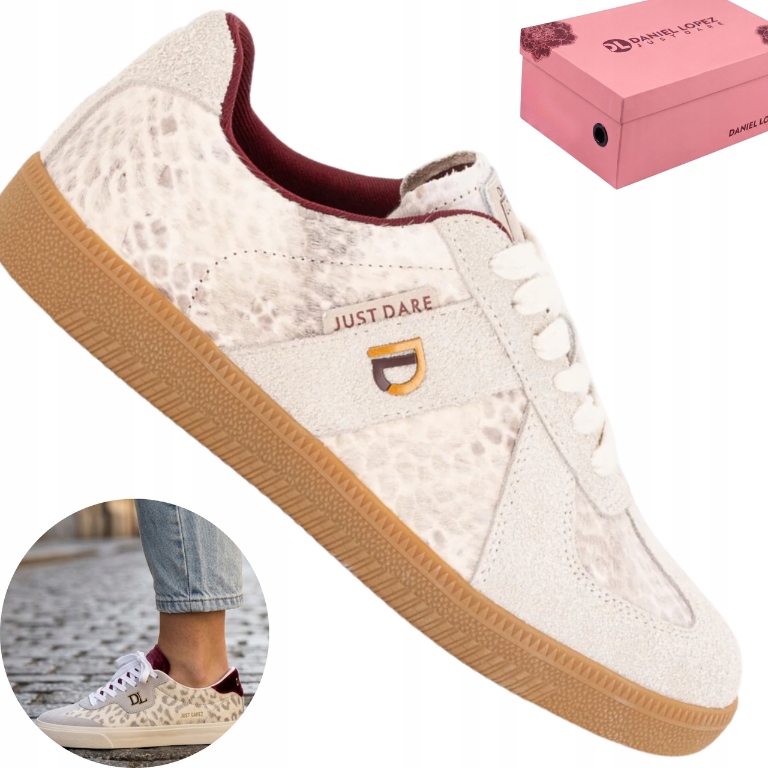Dámské boty Daniel Lopez SS2D4032 béžové tenisky, kůže, zvířecí motiv