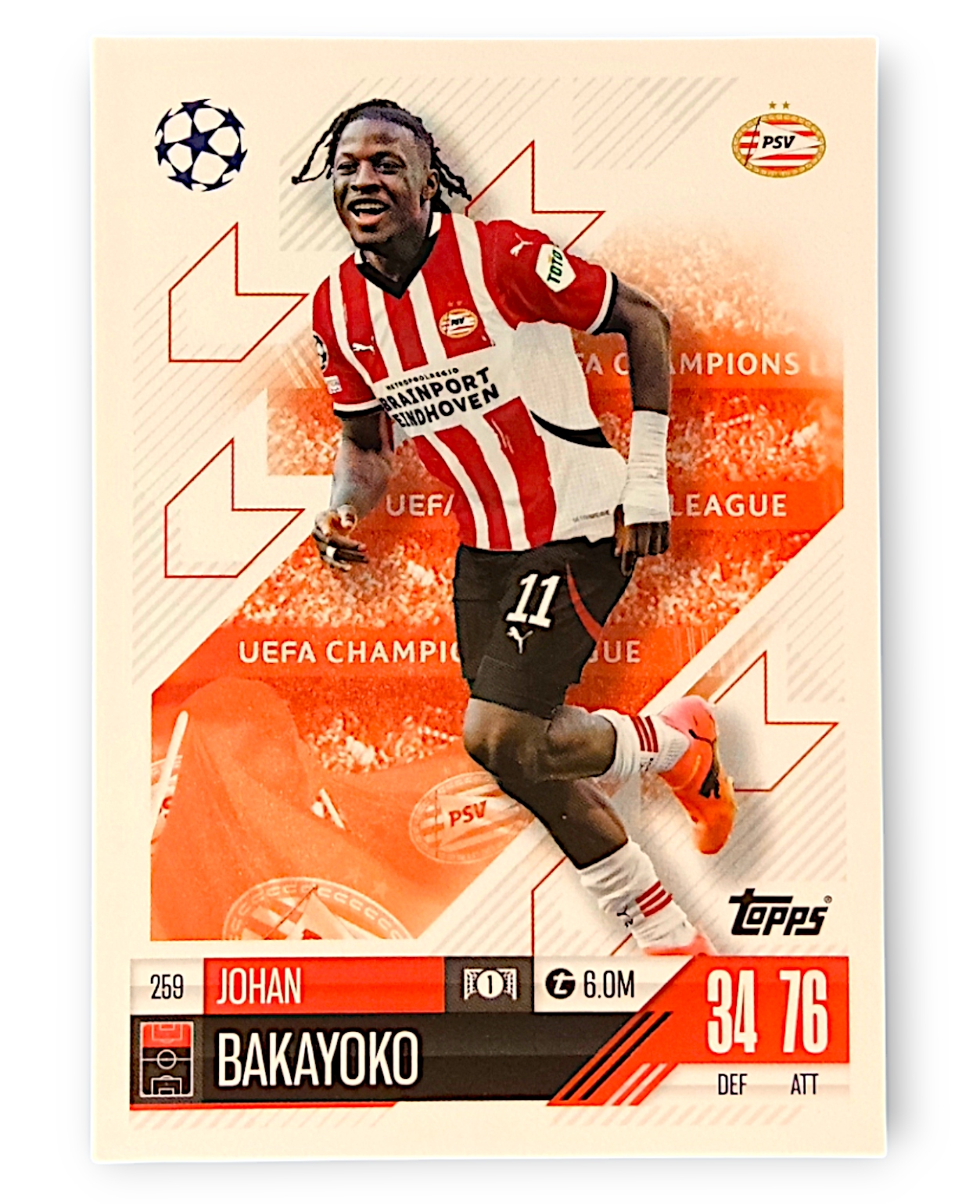 Topps Match Attax 2024-2025 Base Card 259 Johan Bakayoko Psv