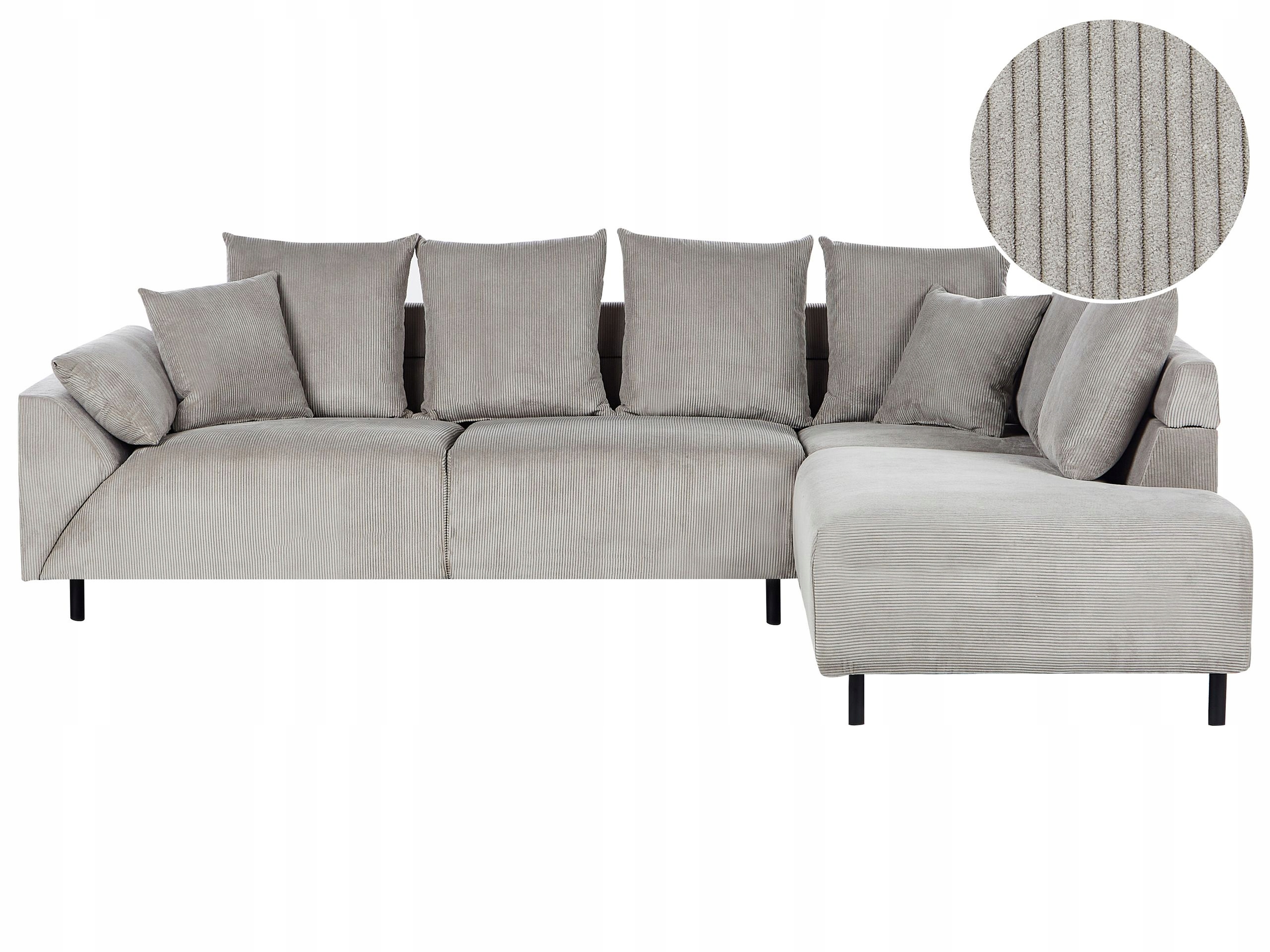Narożnik sofa sztruksowy jasnoszary