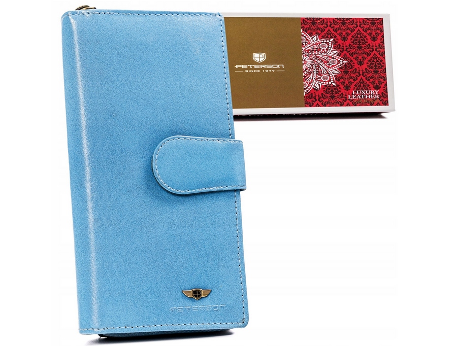 Velká dámská kožená peněženka na zip a zip Peterson