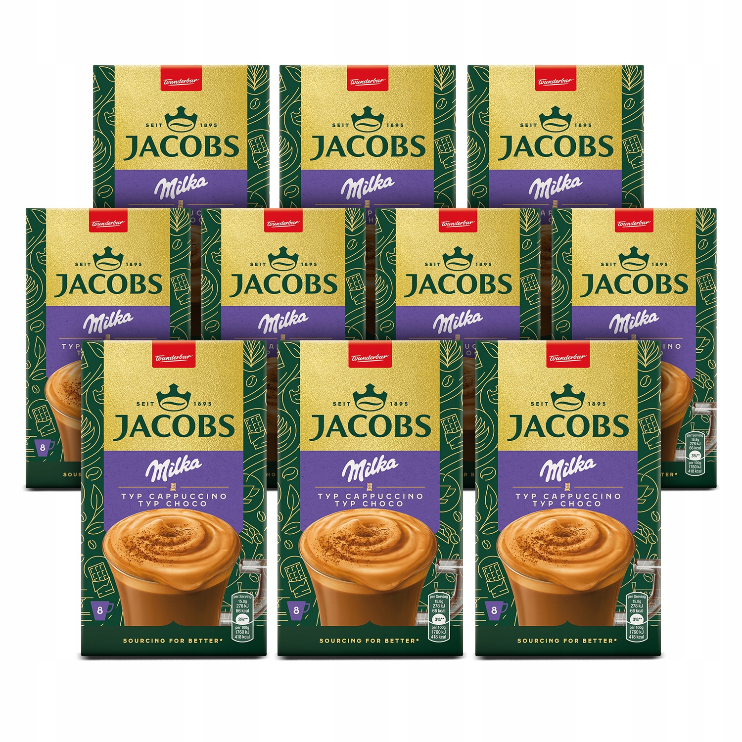 Kawa rozpuszczalna smakowa Jacobs Cappuccino Choco Milka 10 opakowań