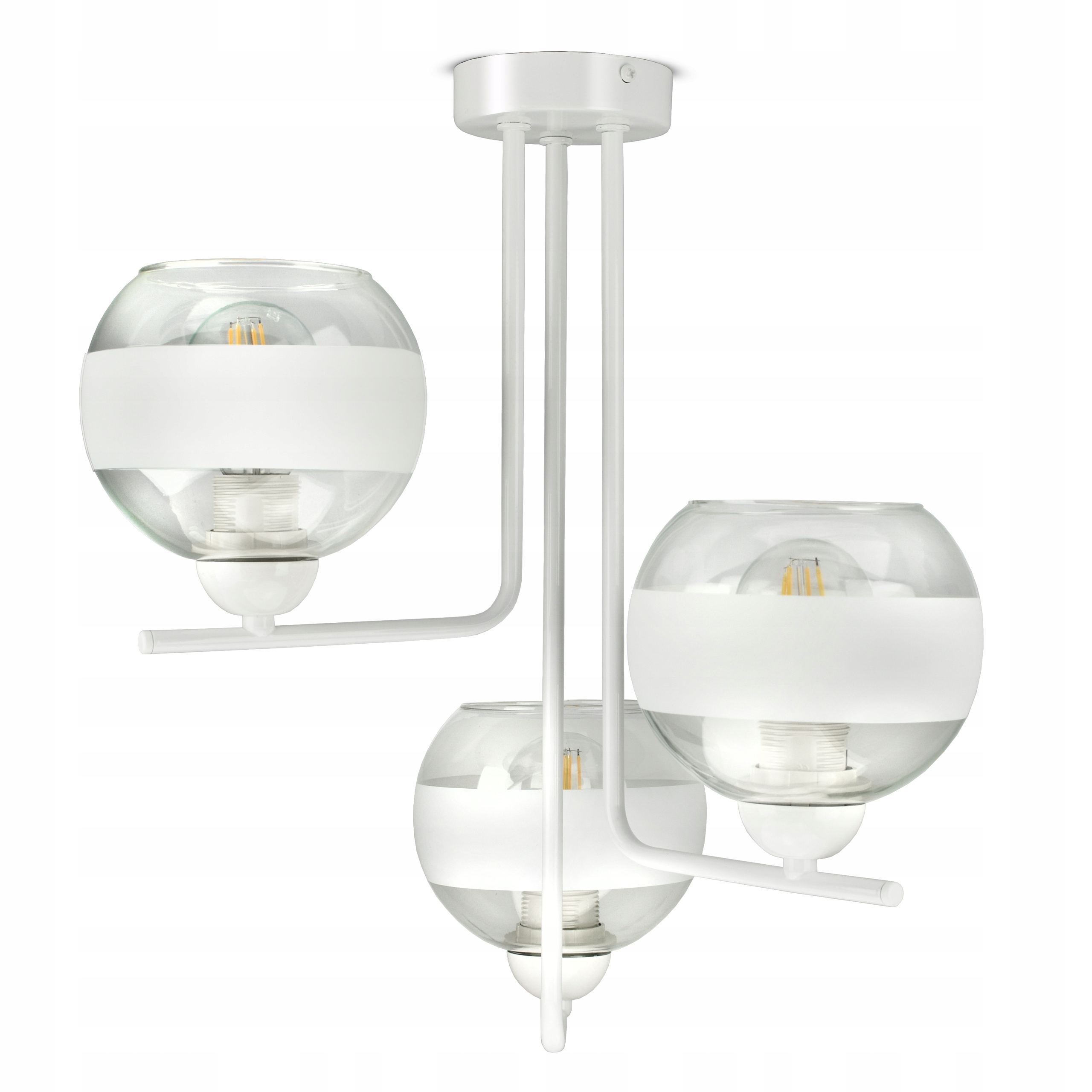 Závěsná stropní lampa Lustr Bílá Skleněné Koule Bílý Belt C3 Led E27