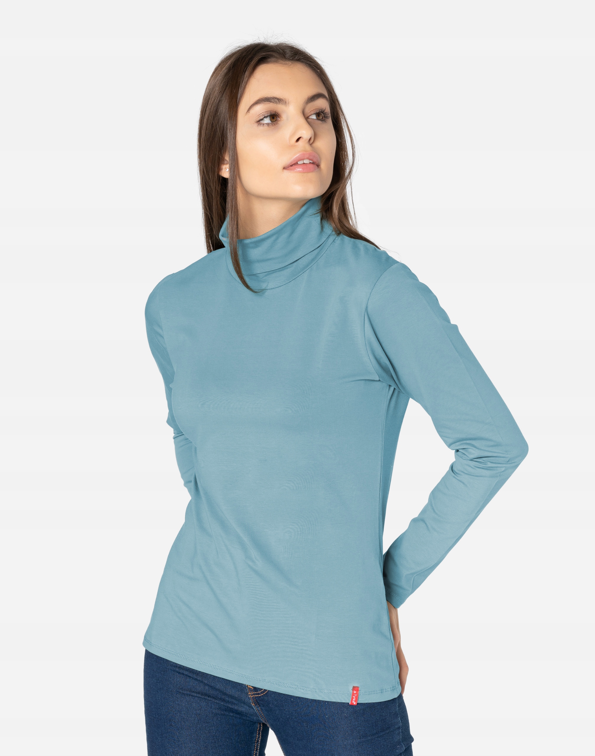 Elegancki Cienki Sweter Damski Golf Klasyczny Gładki Bawełna 8112-22 r L/XL Marka LaTynka