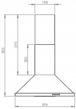 OKAP KUCHENNY KOMINOWY ŚCIENNY 60CM CZARNY LED Materiał stal