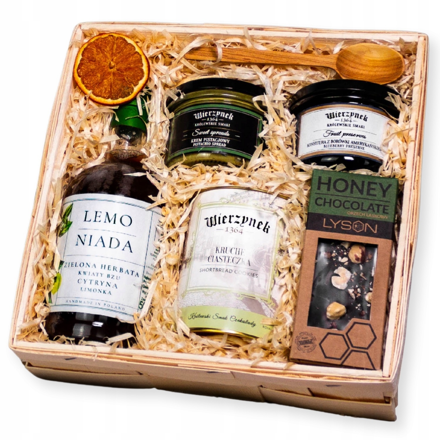 Levně Dárkový koš Premium s limonádou, sušenkami, krémem a konfiturou