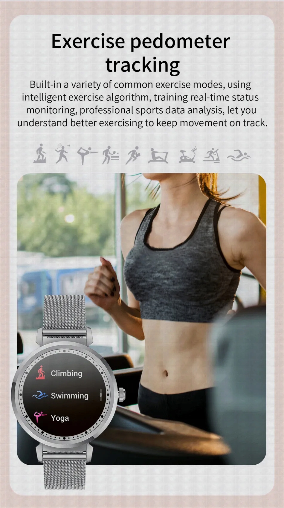 Smart Watch Heart Rate Blood Monitor Pressure Funkcje krokomierz