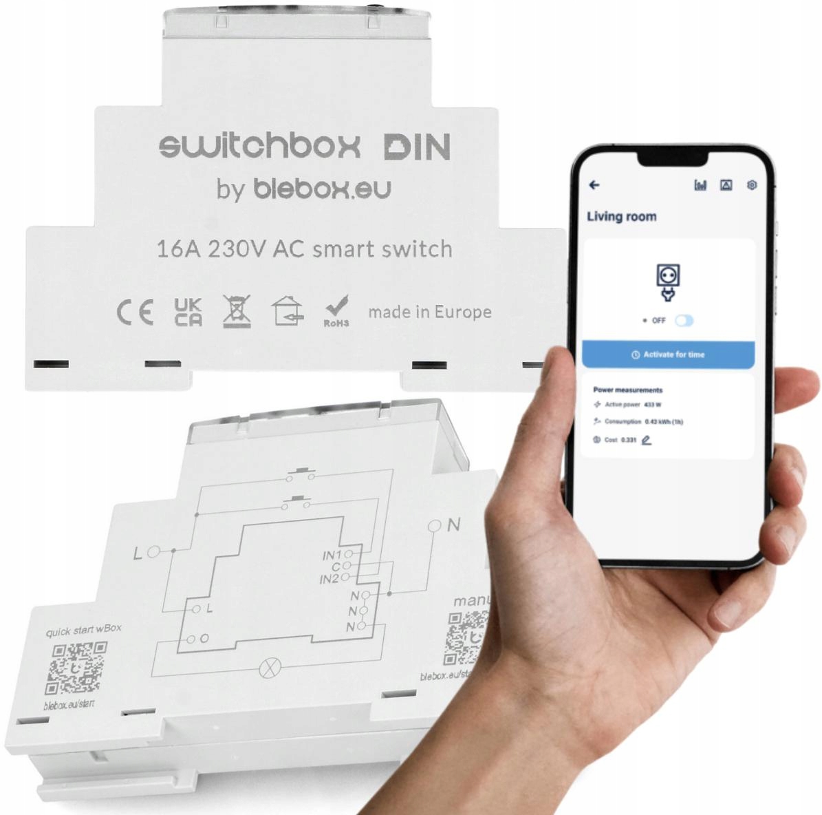 Reléový modul switchbox din Blebox