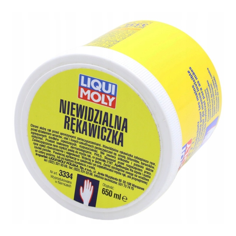 LIQUI MOLY 3334 NIEWIDZIALNA RĘKAWICZA 650ML KREM DO OCHRONY RĄK RĘKAWICZKI Stan opakowania oryginalne