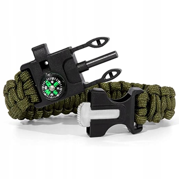 Bransoletka Opaska Survival 5w1 Paracord kompas