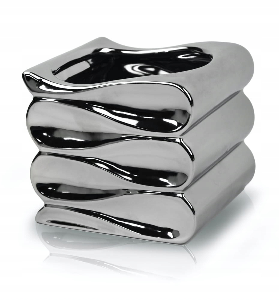 

Osłonka Ceramiczna doniczka Srebrna Fala Glam 15cm