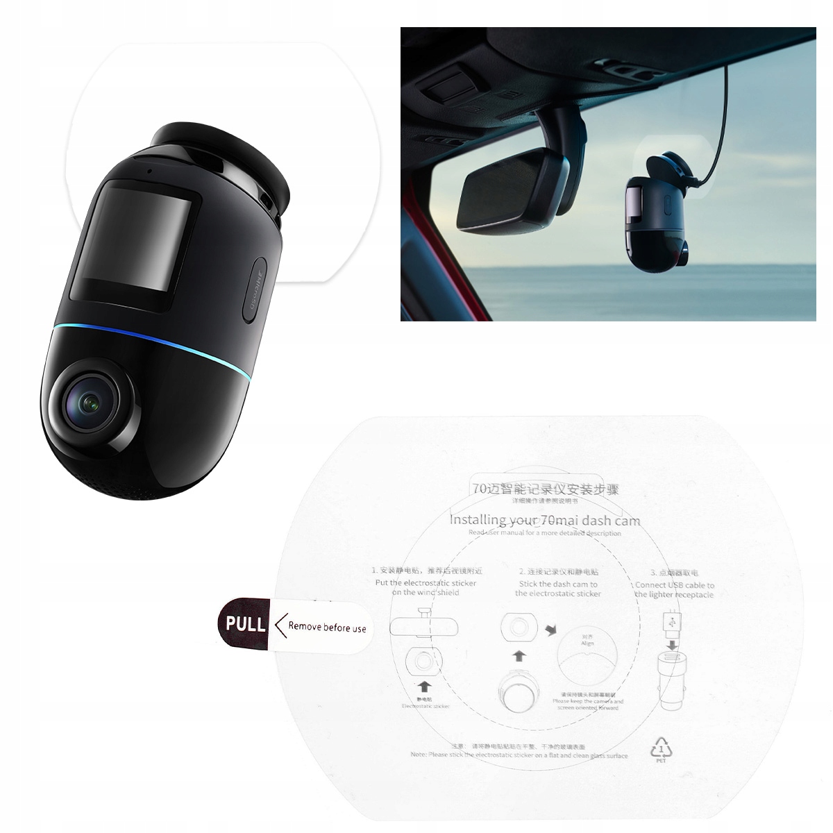 Naklejka Elektrostatyczna do kamery 70mai X800 Omni 4k Sticker Oryginalna