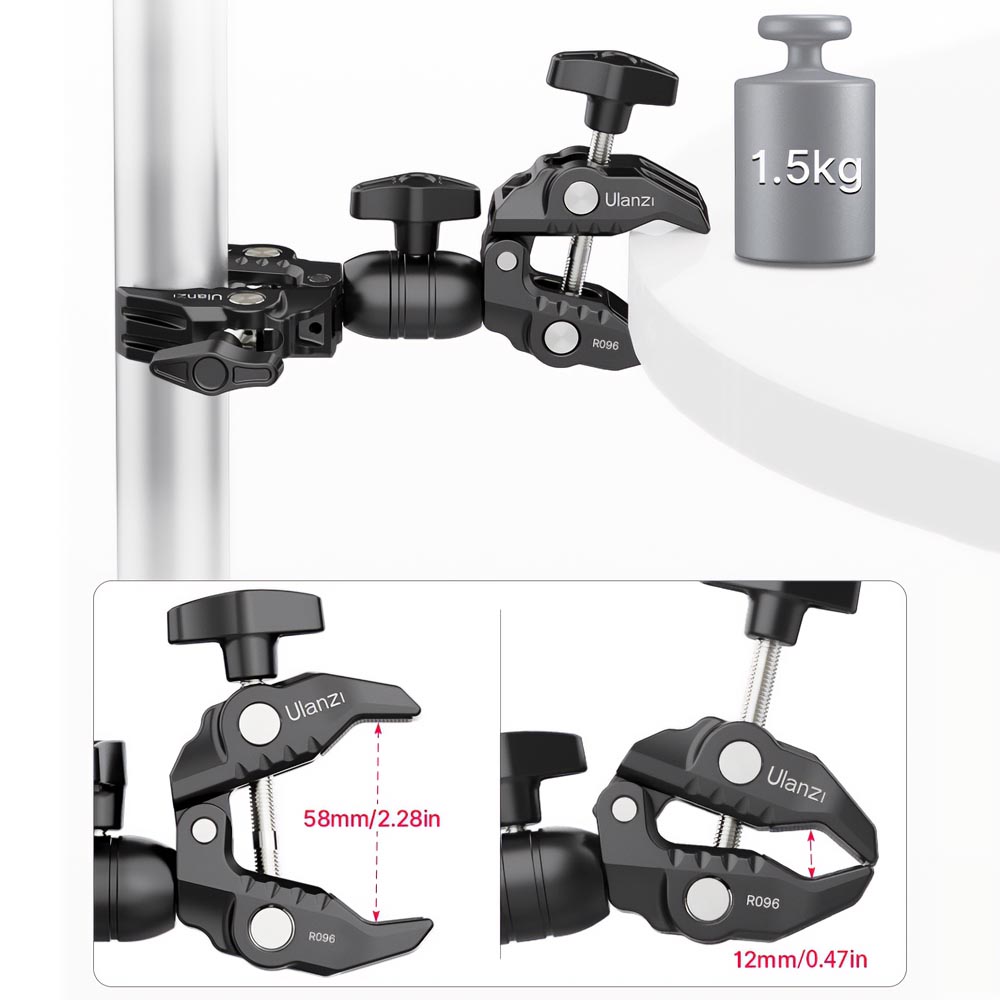 Zacisk fotograficzny imadło podwójna klamra magicarm uchwyt studyjny Ulanzi Waga produktu z opakowaniem jednostkowym 1 kg