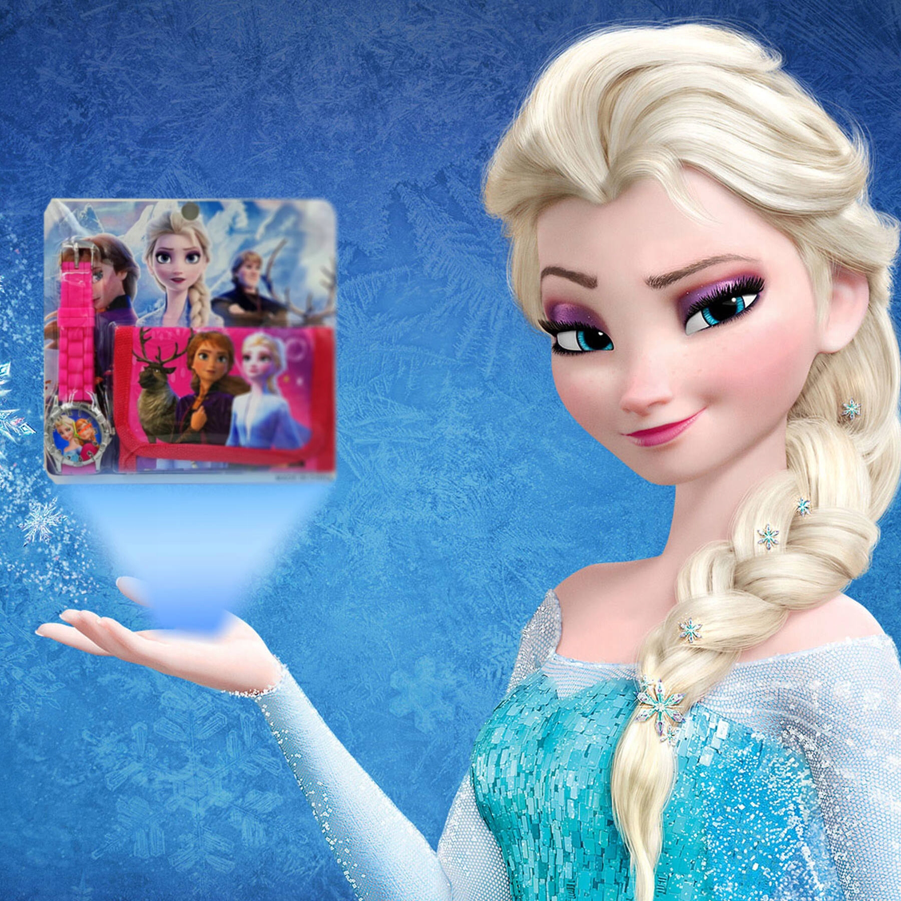 KRAINA LODU ZESTAW ZEGAREK PORTFEL DZIECKA FROZEN Wzór dominujący inny wzór