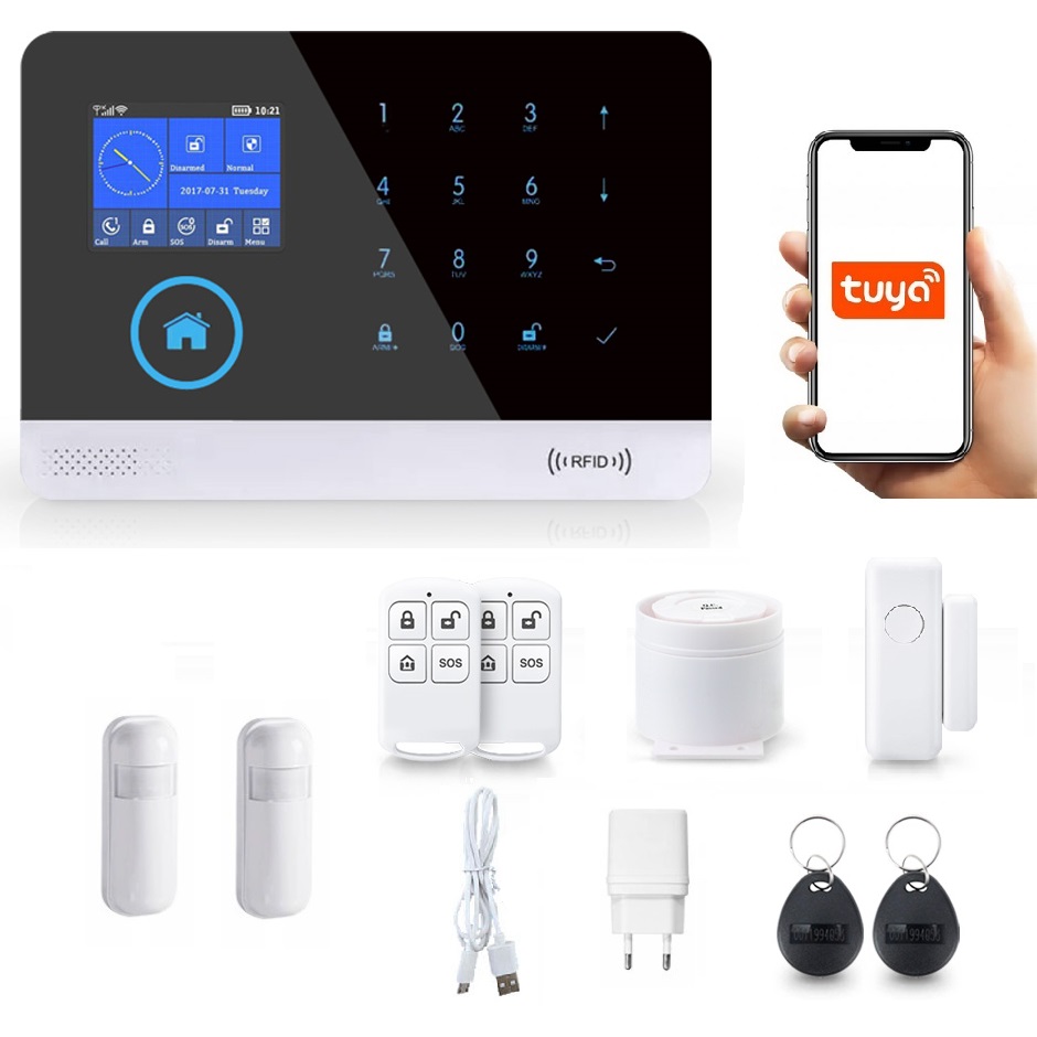 Bezdrôtový LCD Alarm 2.4' Gsm WiFi Tuya Smart V 2xPIR