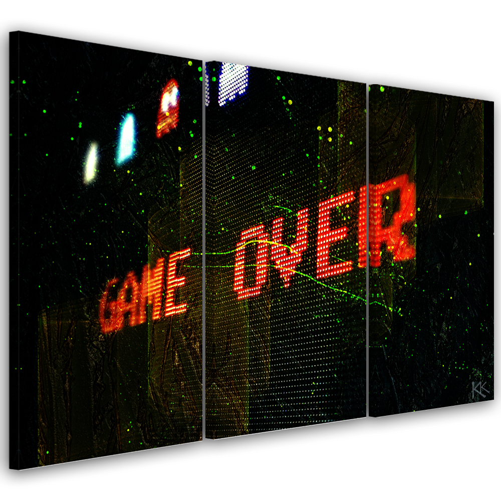Triptychový obraz na plátne, Game Over pre hráča 120x80