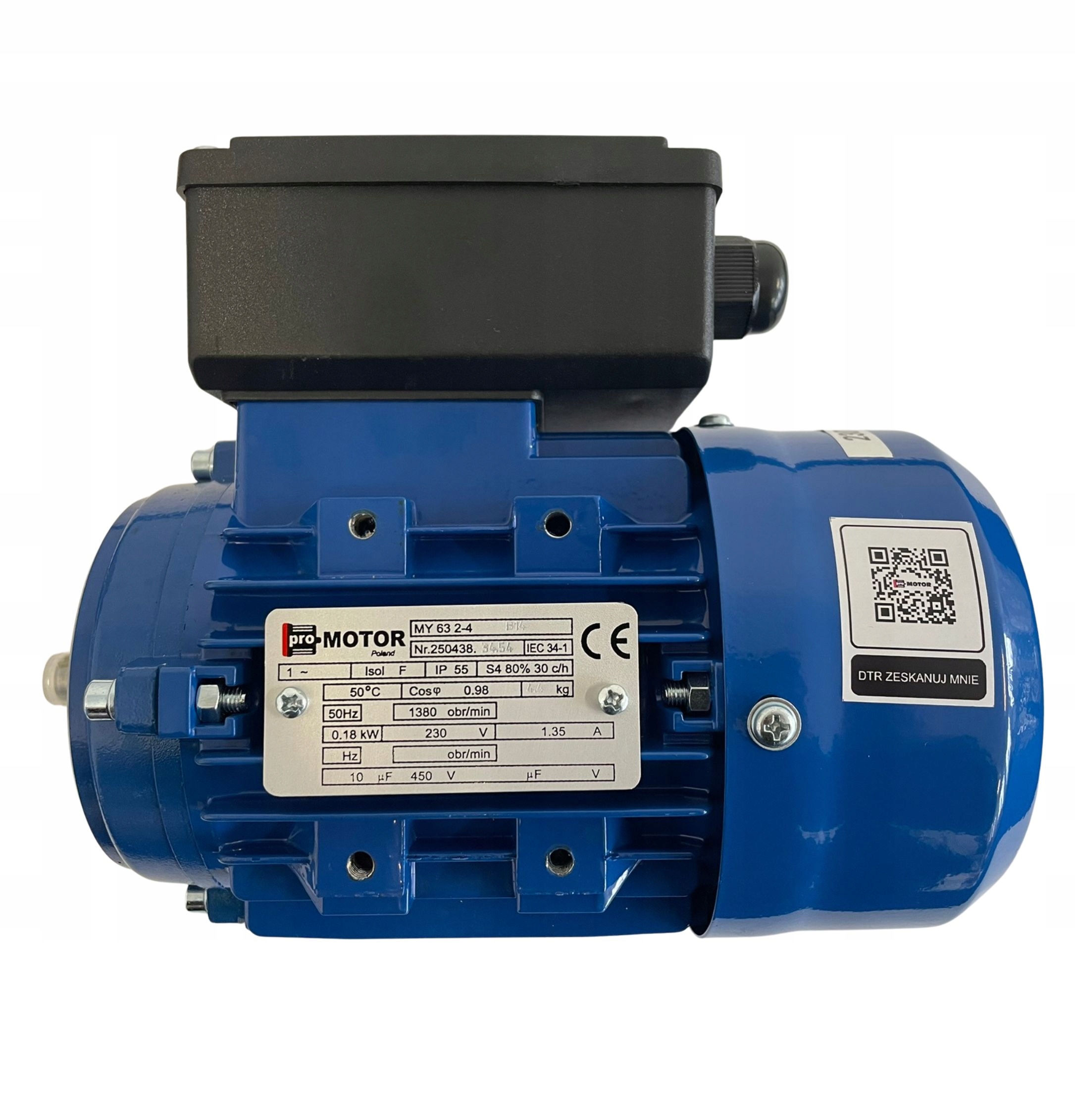 Silnik elektryczny jednofazowy 0.18kW 1380 obr/min 230V B14 MY632-4