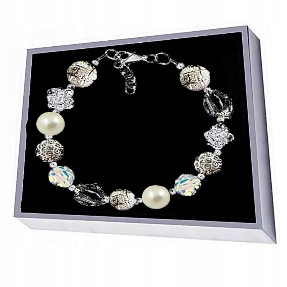 

Bransoletka perly Swarovski krysztal i srebro