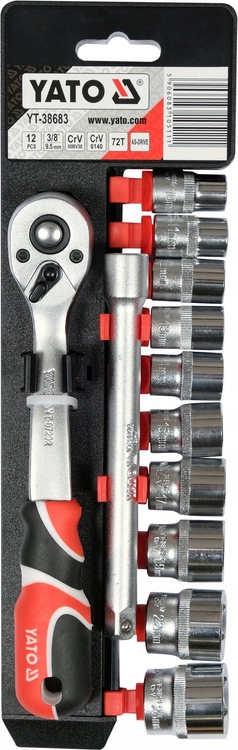 Klucze Nasadowe Z Grzechotką 12szt 3/8" YT-38683 Yato