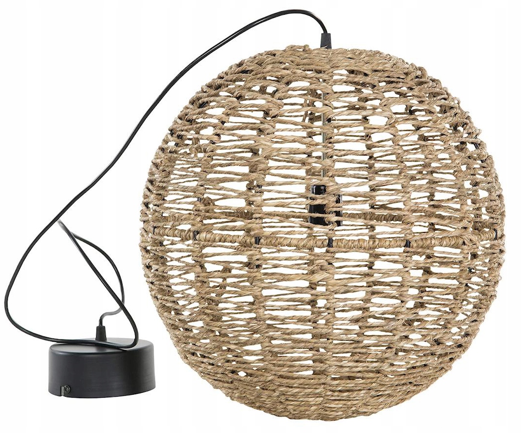 Závesná Stropná Lampa Nad Stôl Boho Jutová Prírodná Guľa Do Obývačky 40 cm