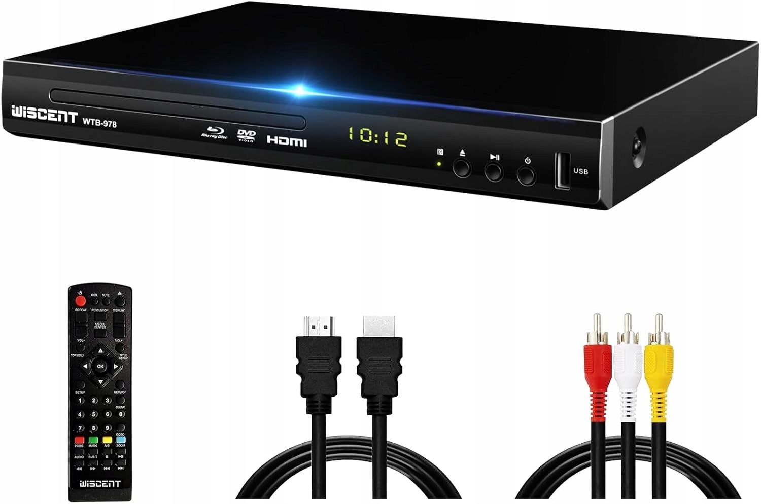 Odtwarzacz Blu-ray do TV Wiscent WT-978 HDMI DVD USB z pilotem