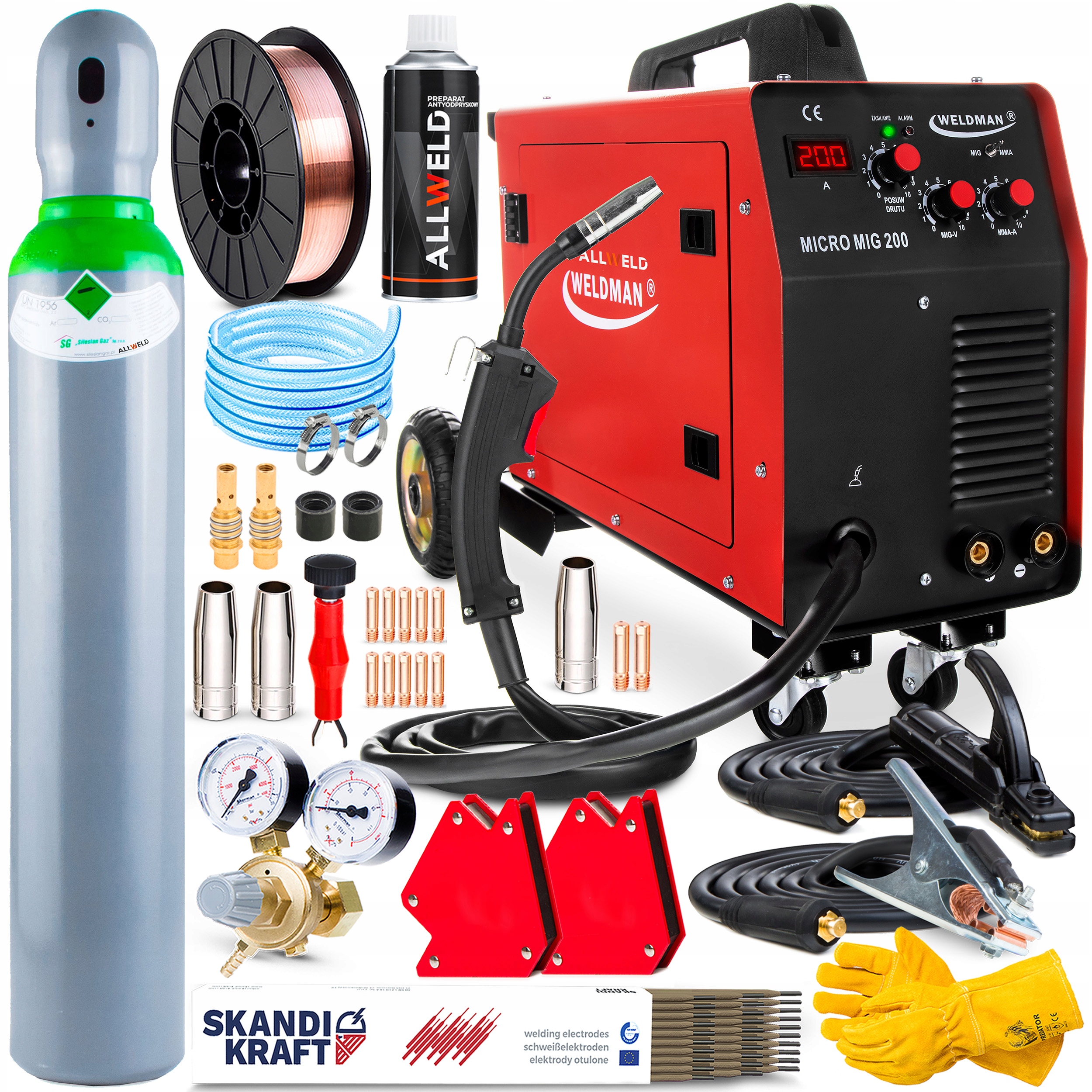 Półautomat Spawalniczy Weldman Micro Mig 200 Mag Mma 230V 200A Alu Igbt