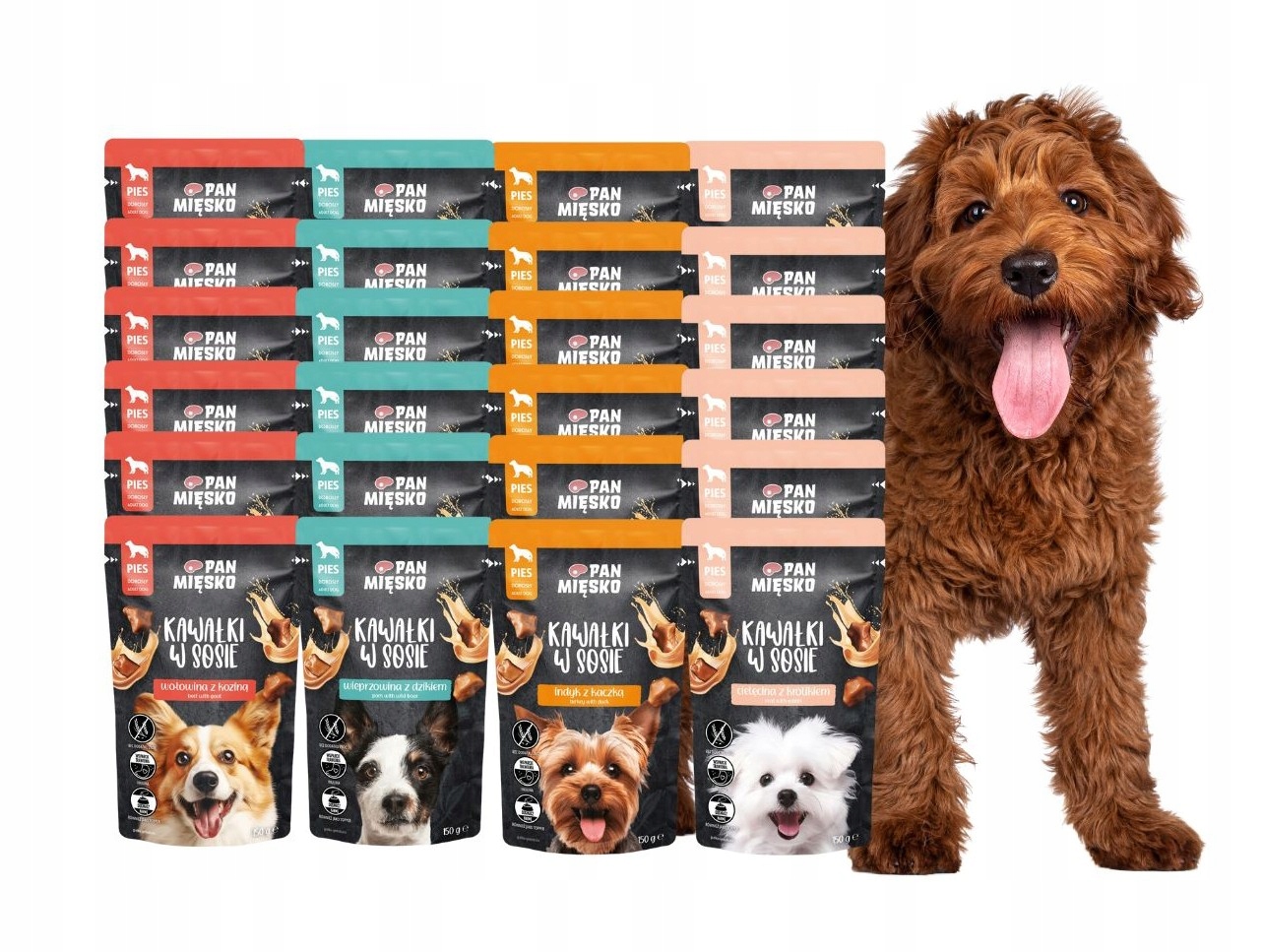 Levně Pan Mięsko Mokré Krmivo pro psy Kousky v omáčce MIX Chutí 24x150g