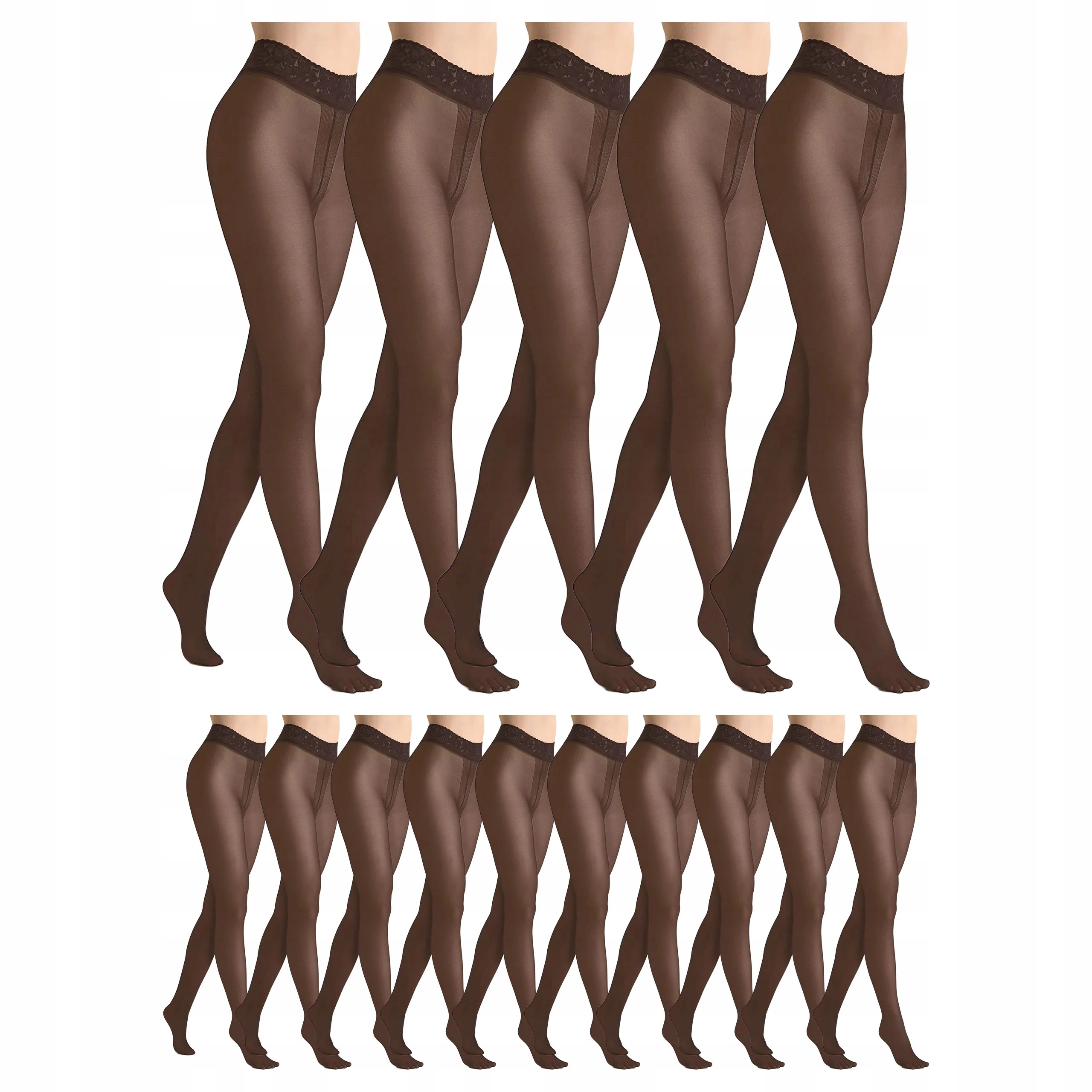 15 x Punčocháče 30 den bez kalhotek s krajkou Erotic Silk Marilyn Bronzo 3/4