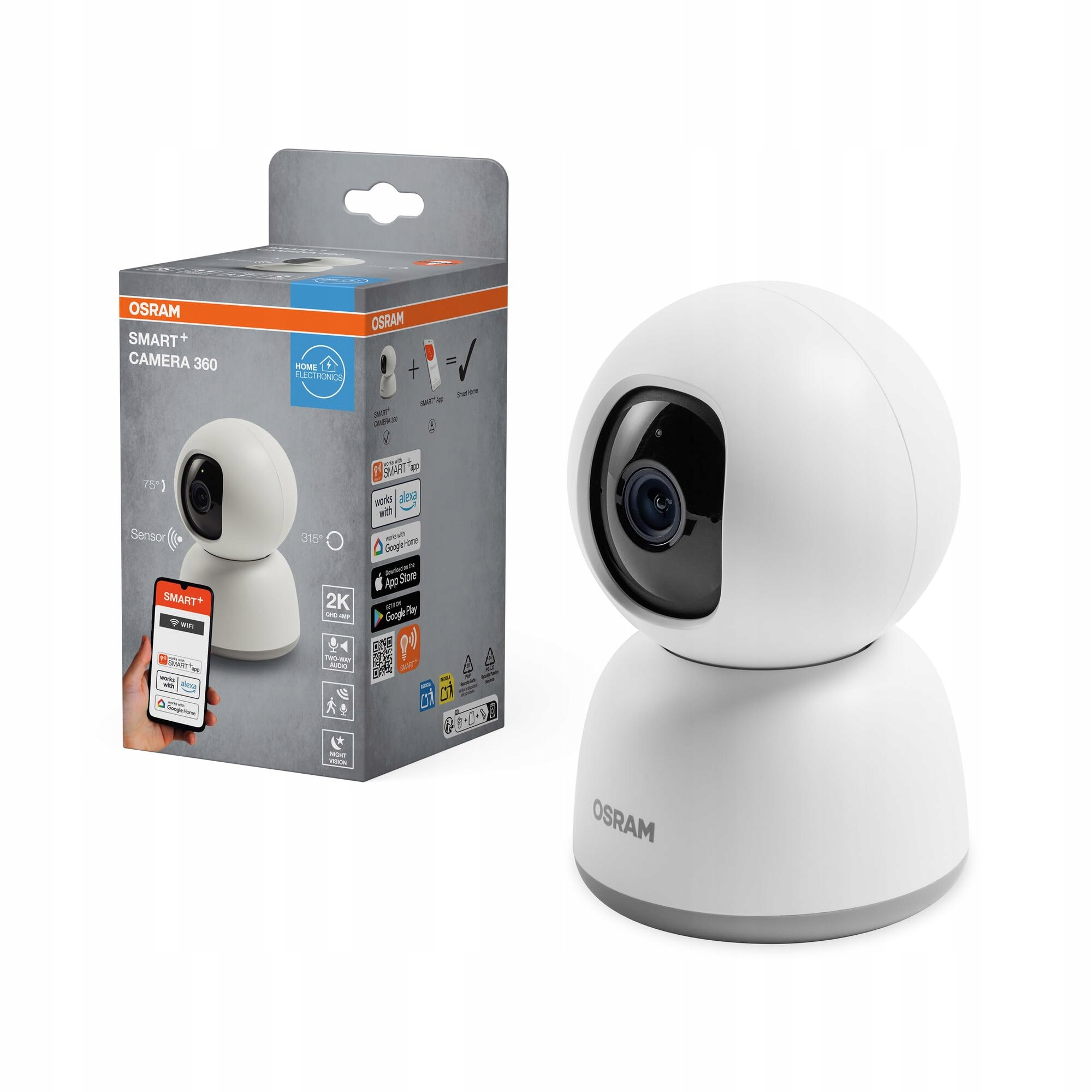 Vnitřní otočná Ip kamera Osram Smart+ Wifi Inovativní ovládání