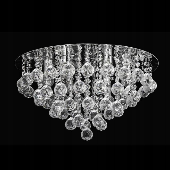 Okrúhla stropná lampa P-e 1437/6-50 stropné svietidlo strieborná doska s príveskami