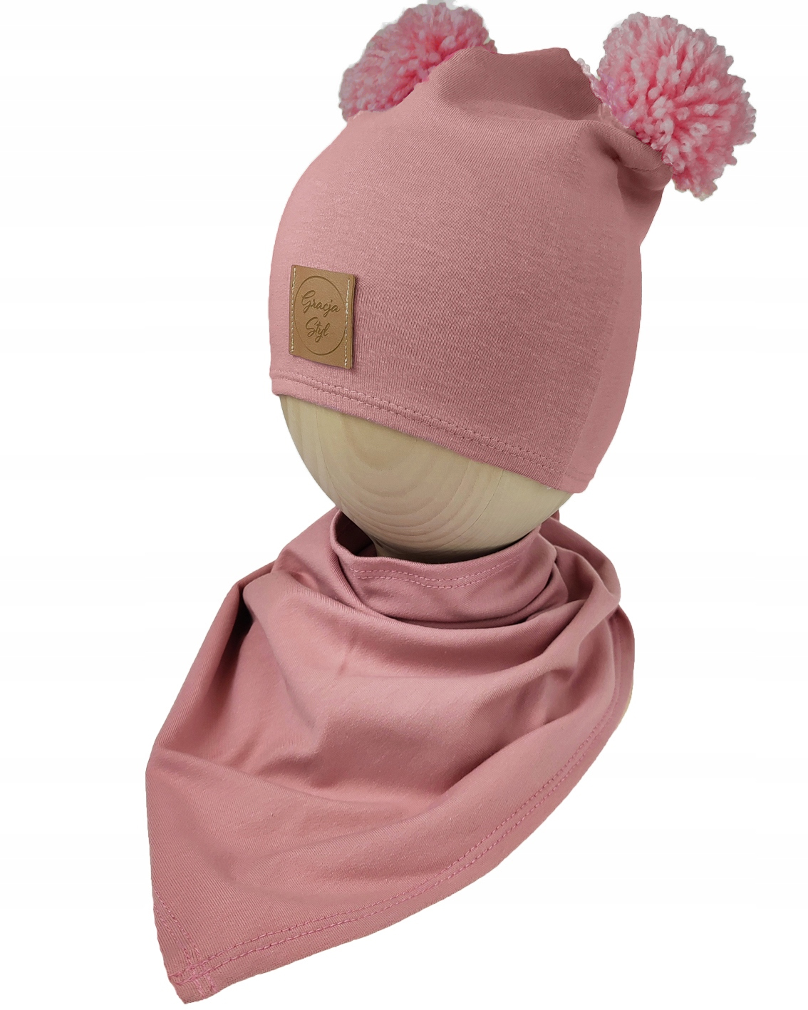 

Zestaw jesienny Czapka z pomponami+CHUSTA 48-51