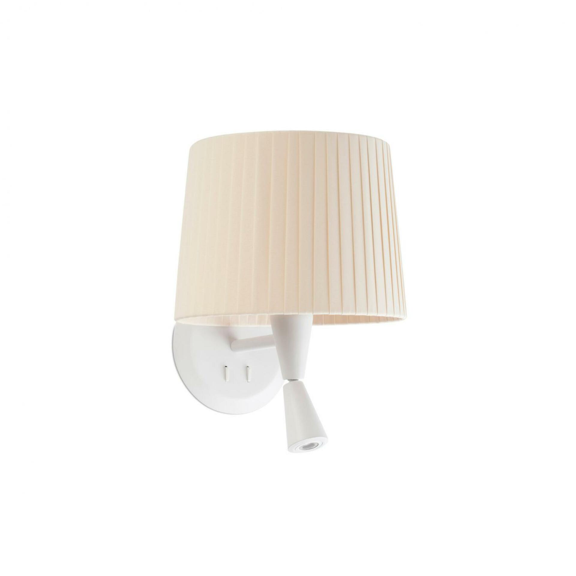 Nástenná lampa Faro Samba biela/béžová s čítacou lampičkou, sklad. tienidlo