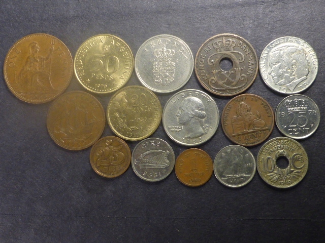 V.Zestaw 15 starych monet ,różne.