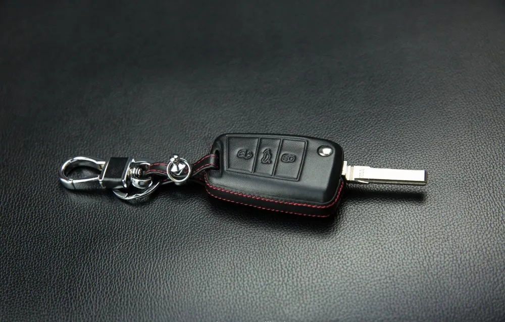 Skórzane Etui pokrowiec na kluczyk Skoda Octavia 3 Marka Singer