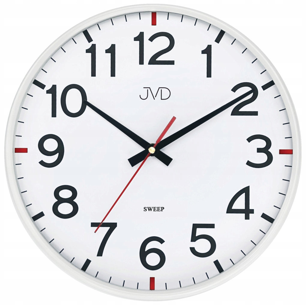 Bílý Čitelný Kulatý Tichý Elegantní Nástěnný Hodinový Stroj Jvd HX2508.1 30 cm