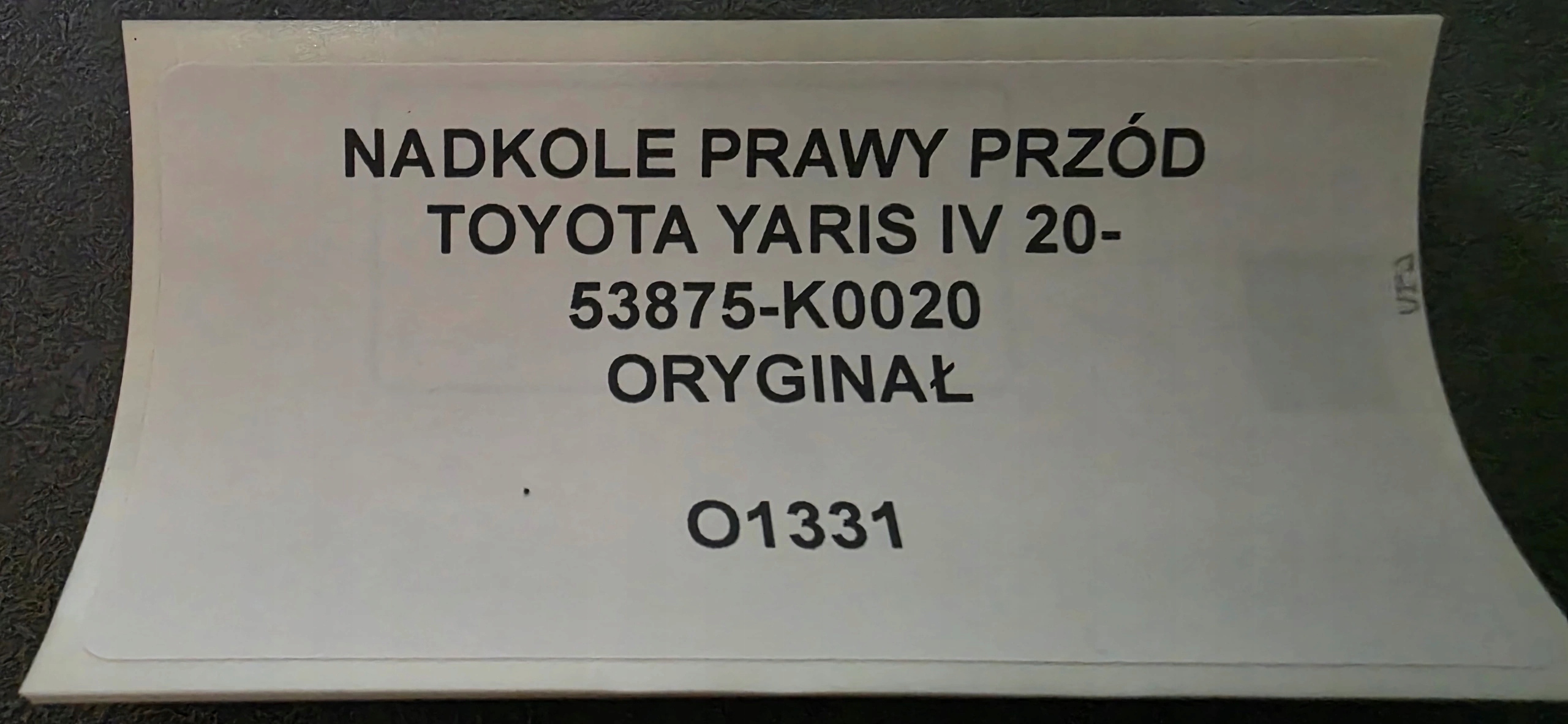 mudguard right front TOYOTA YARIS IV 20- original 53875-K0020
