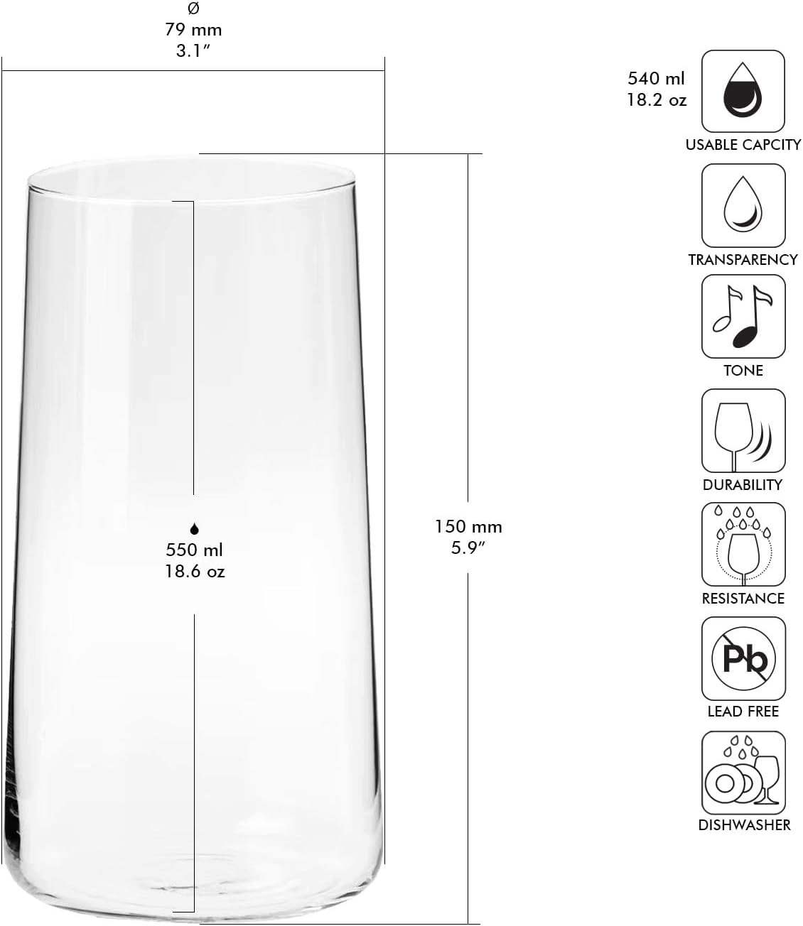 Krosno Avant-garde 12X550ML Sklo Křišťálové Sklo Na Nápoje