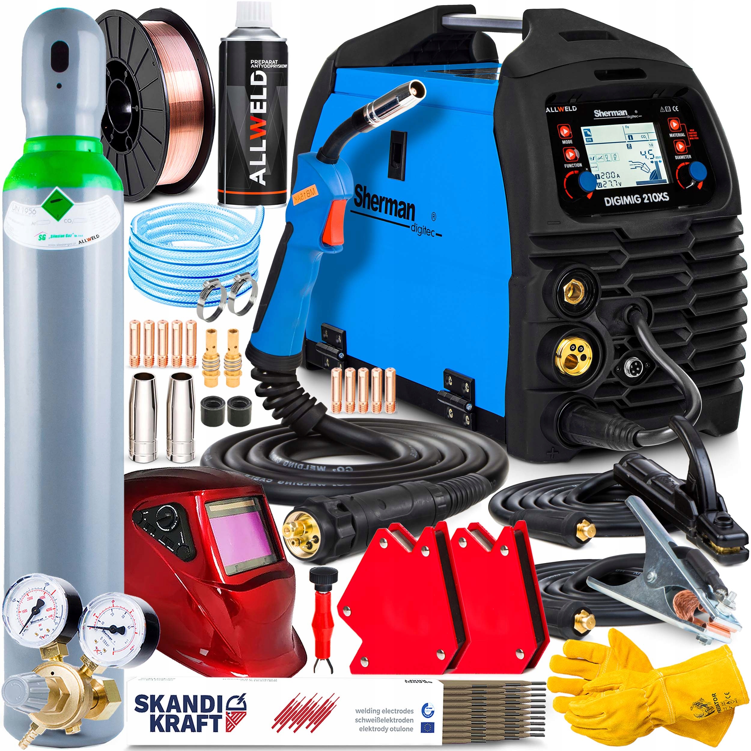 Svařovací Stroj Migomat Sherman Digimig 210XS Mig Mma Tig 230V 200A Alu Syn 3V1