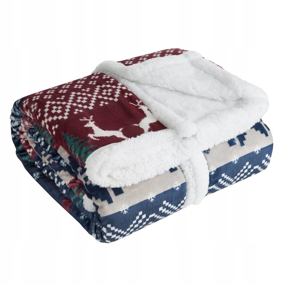 Vánoční deka KOC24 150x200 Eurofirany tmavě modrá vínová oboustranná