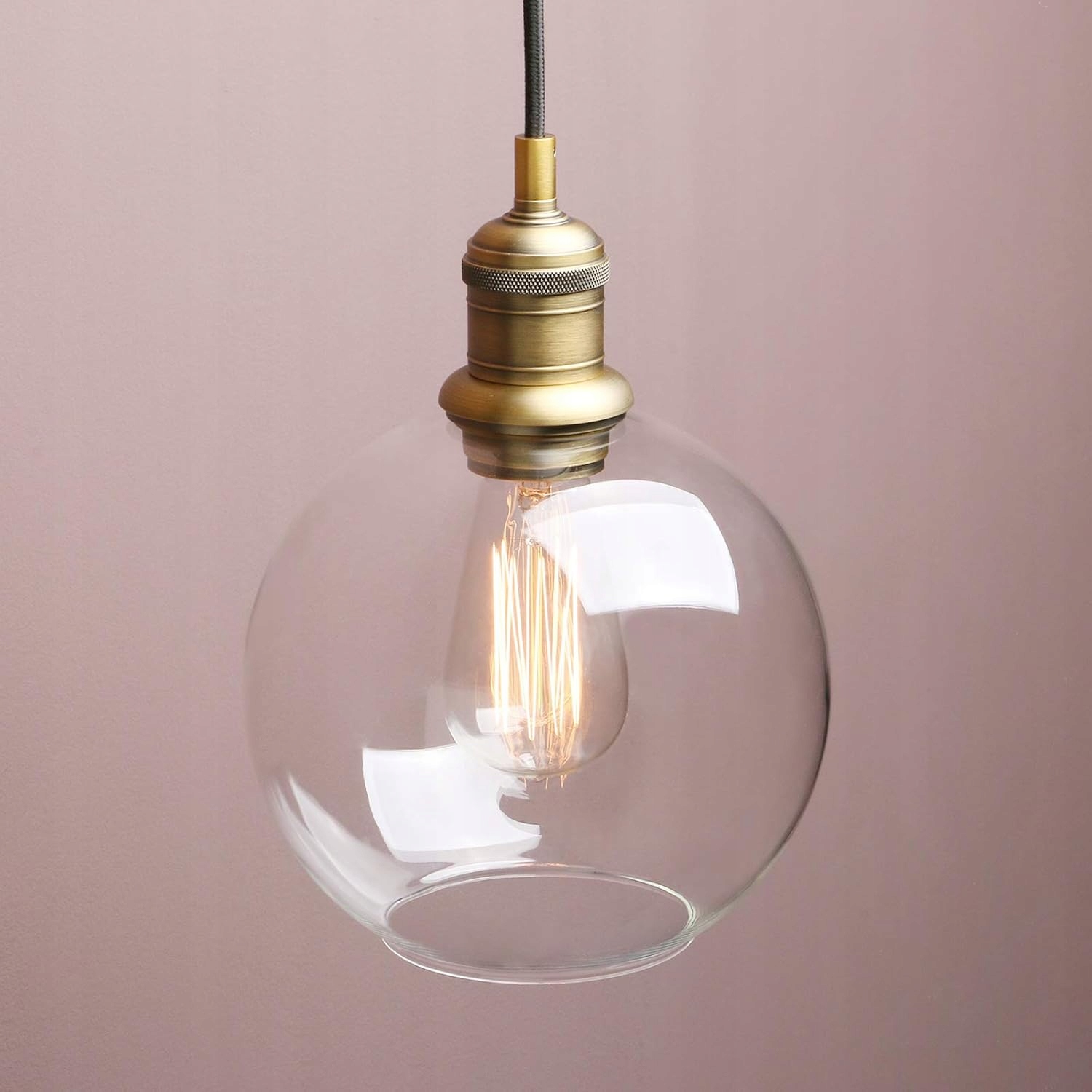 Závěsná lampa skleněná koule zlatá