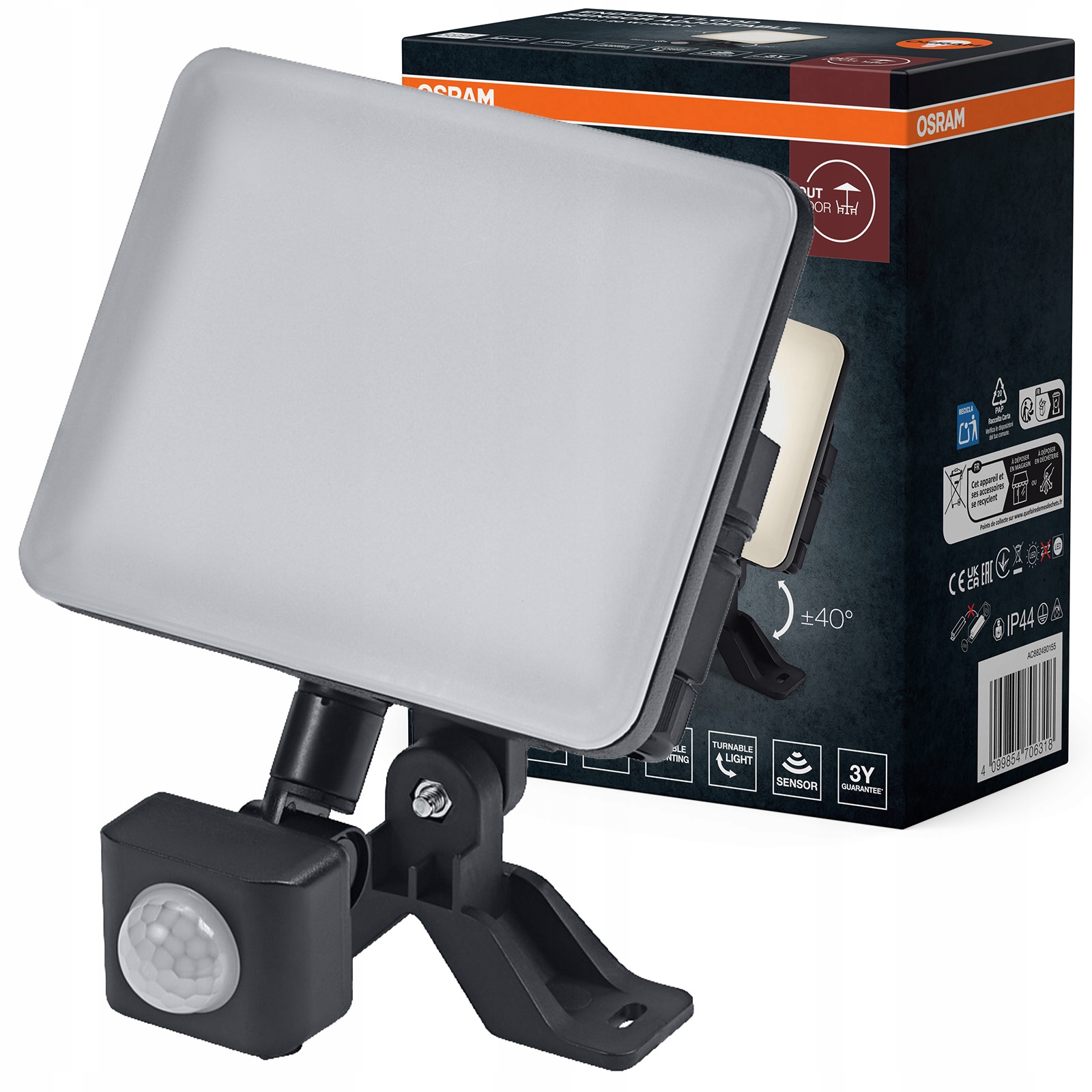 Led reflektor Halogenová lampa se senzorem 20W 1700lm 4000K IP44