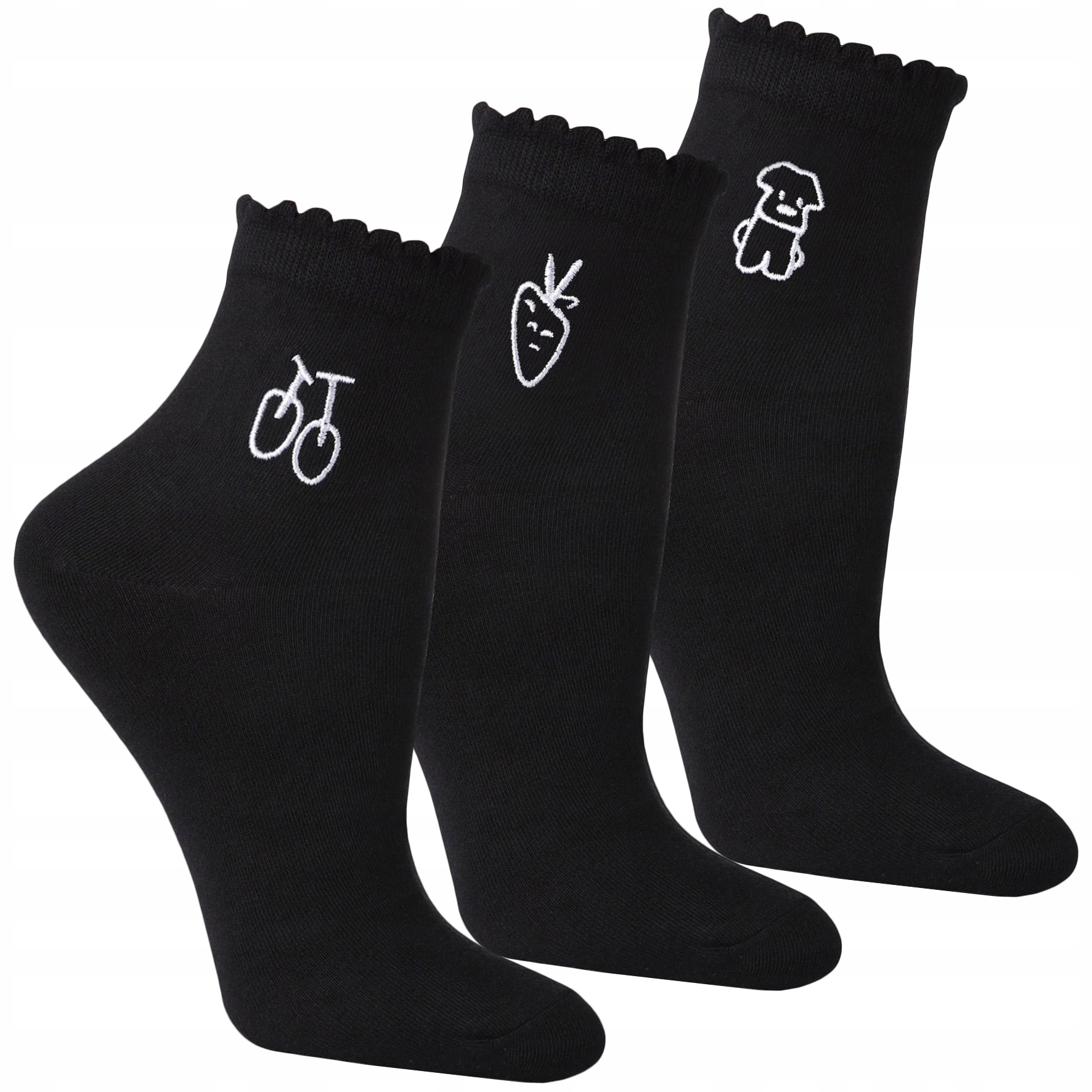 x3 Ponožky s výšivkou Bavlněné Moraj s volánkem 38-41