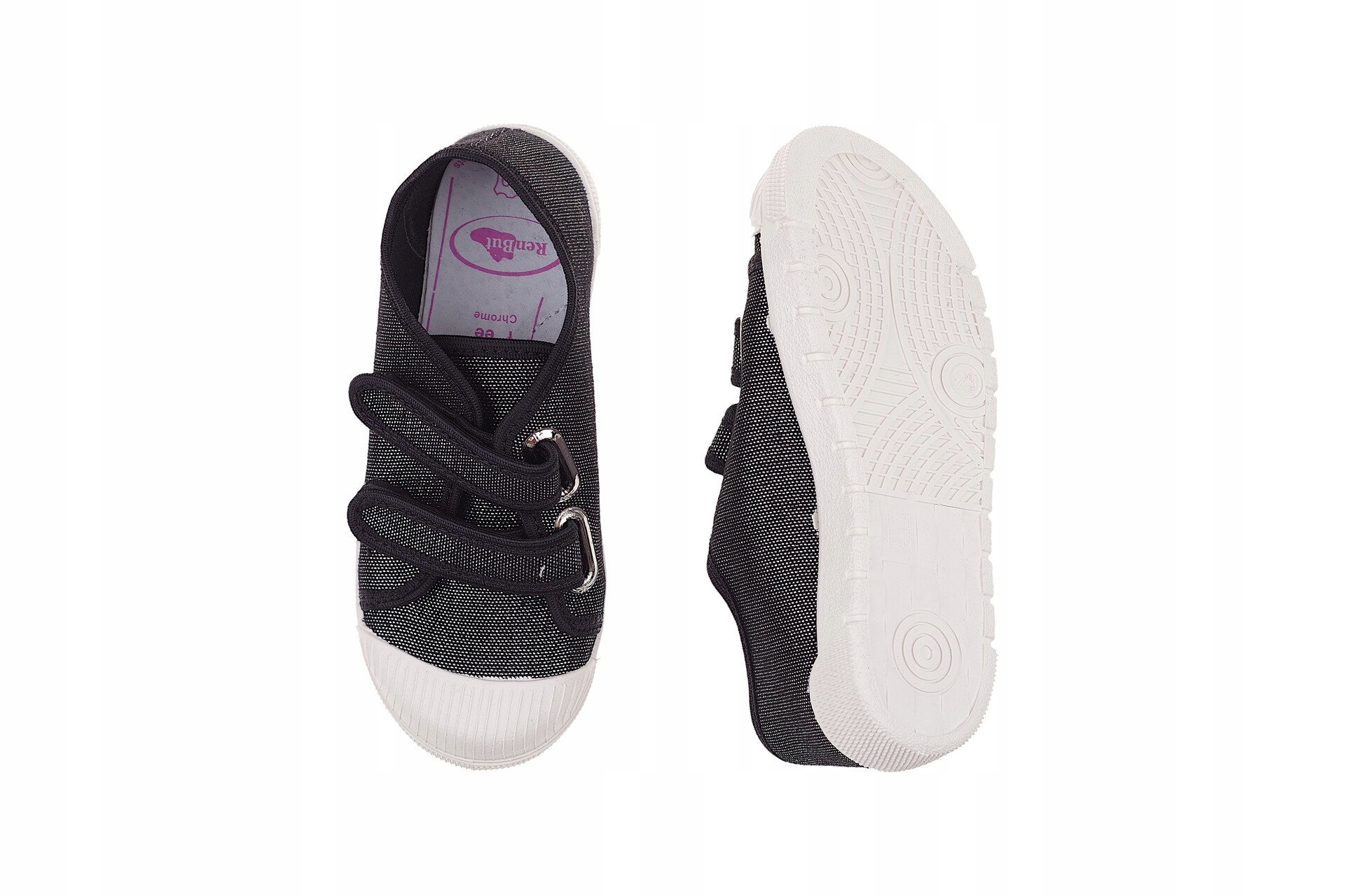 trampki REN BUT czarny brokat skórzana wkładka r24 Materiał tkanina