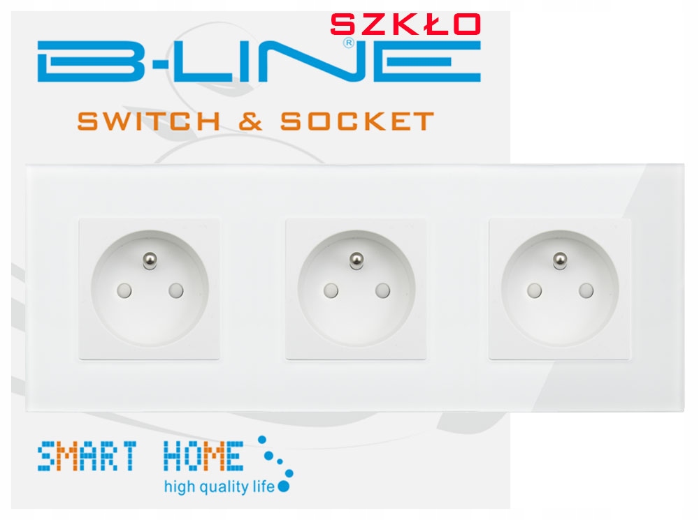 Elektrická Zásuvka Skleněná Trojitá S Kolíkem Zásuvka x 3 Bílé B-line