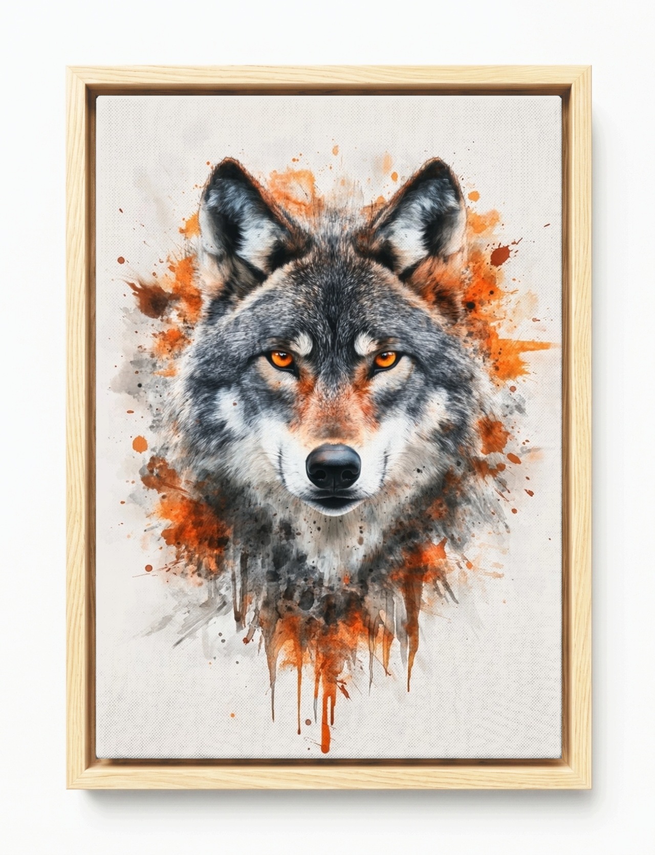 Obraz Rám Americký Box Akvarel Příroda Portrét Vlk Šedá Rudost 40x60