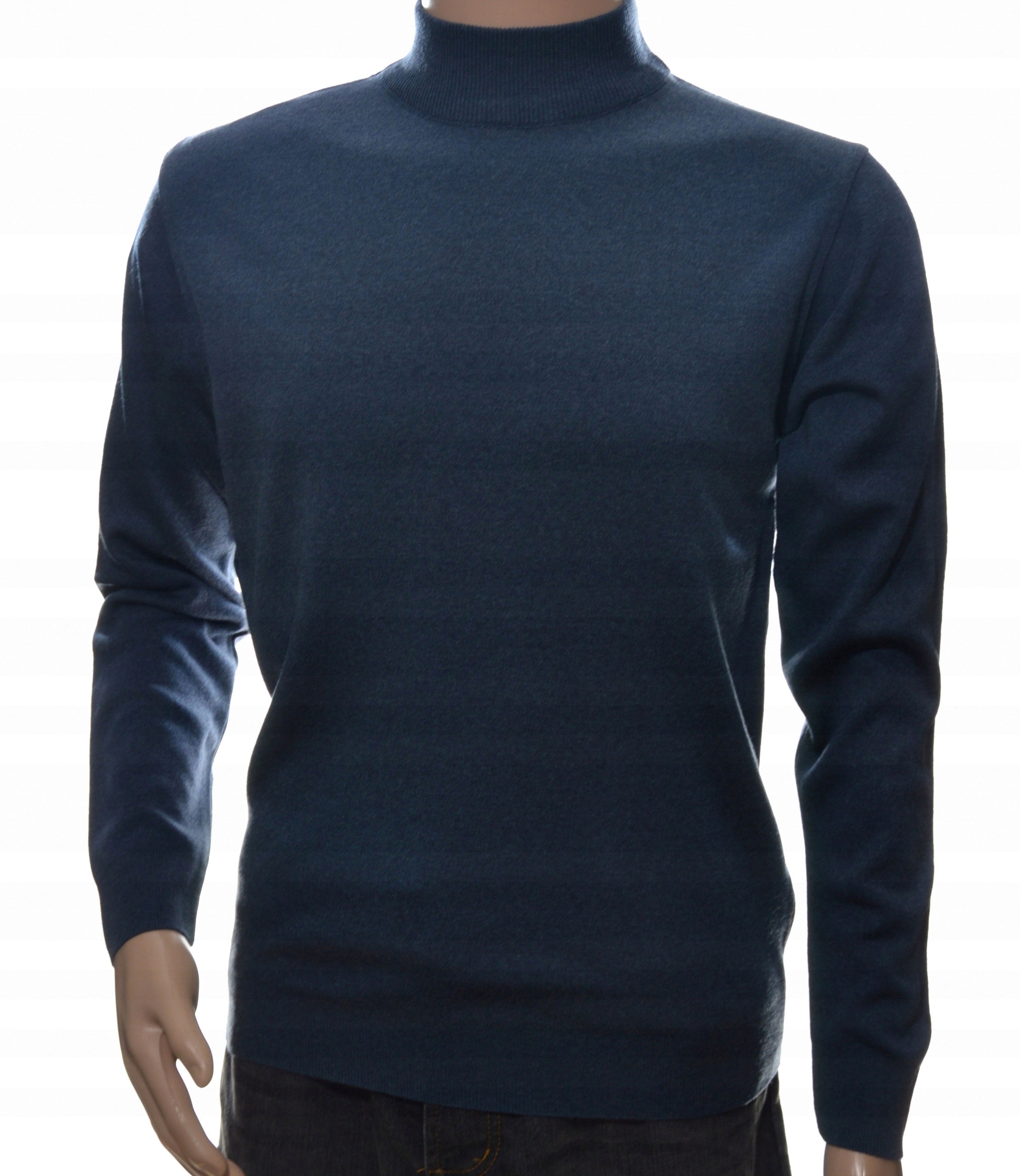 Pánský svetr se stojáčkem a pologolfem z vlněné vlny 6XL indigo 505