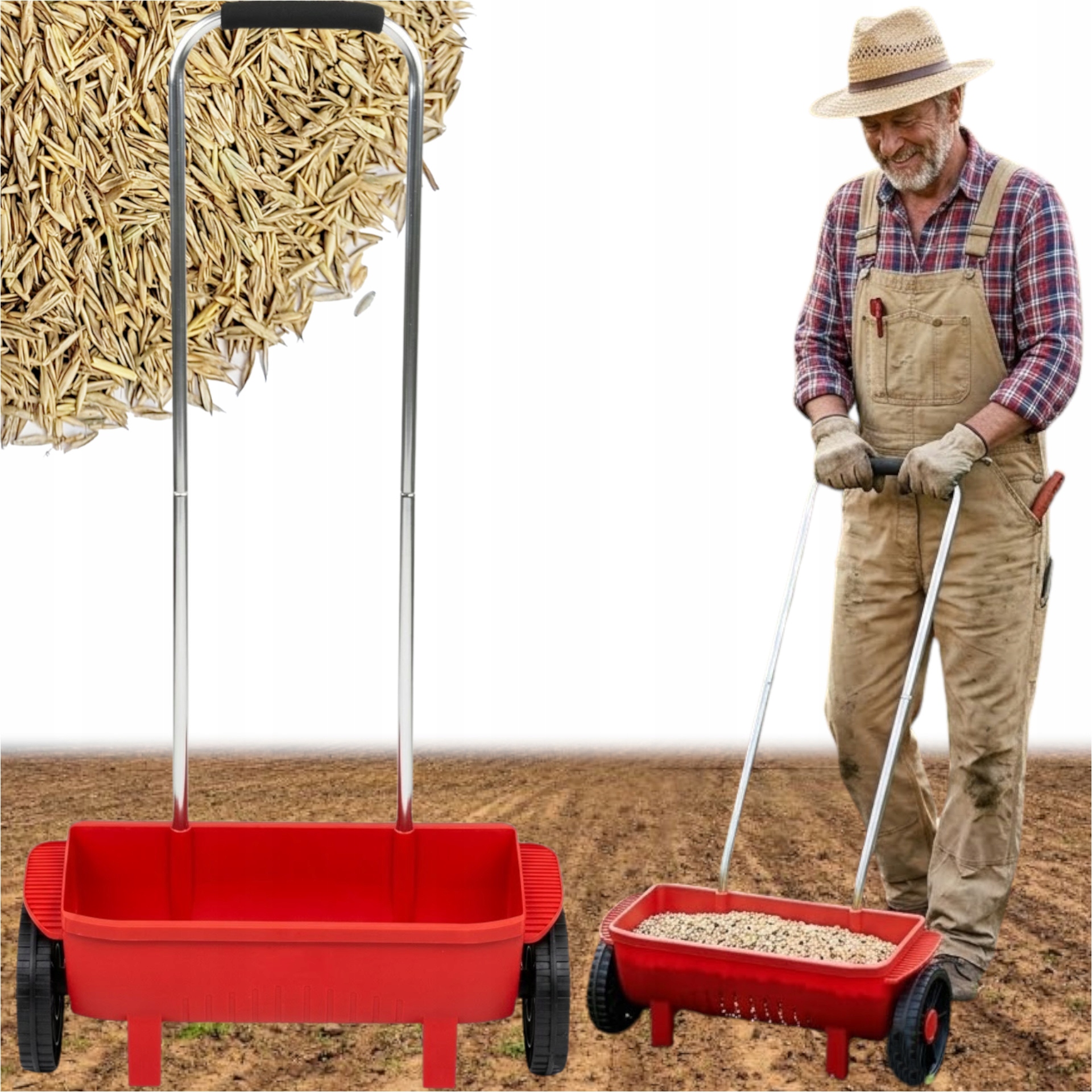 Vozíkový Secí Stroj Na Kolečkách Pro Rozmetání Semen Zasetí Trávy XL